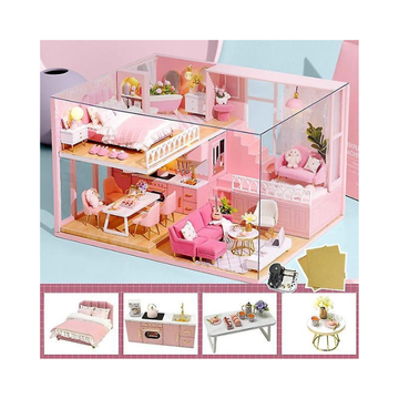 DIY Dollhouse - Wooden Miniature Doll House Furniture Kit