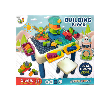 Kids’ Multi-Functional Building Blocks Activity Table Set – 2-in-1 Play Table with Storage, Marble Track & Building Blocks