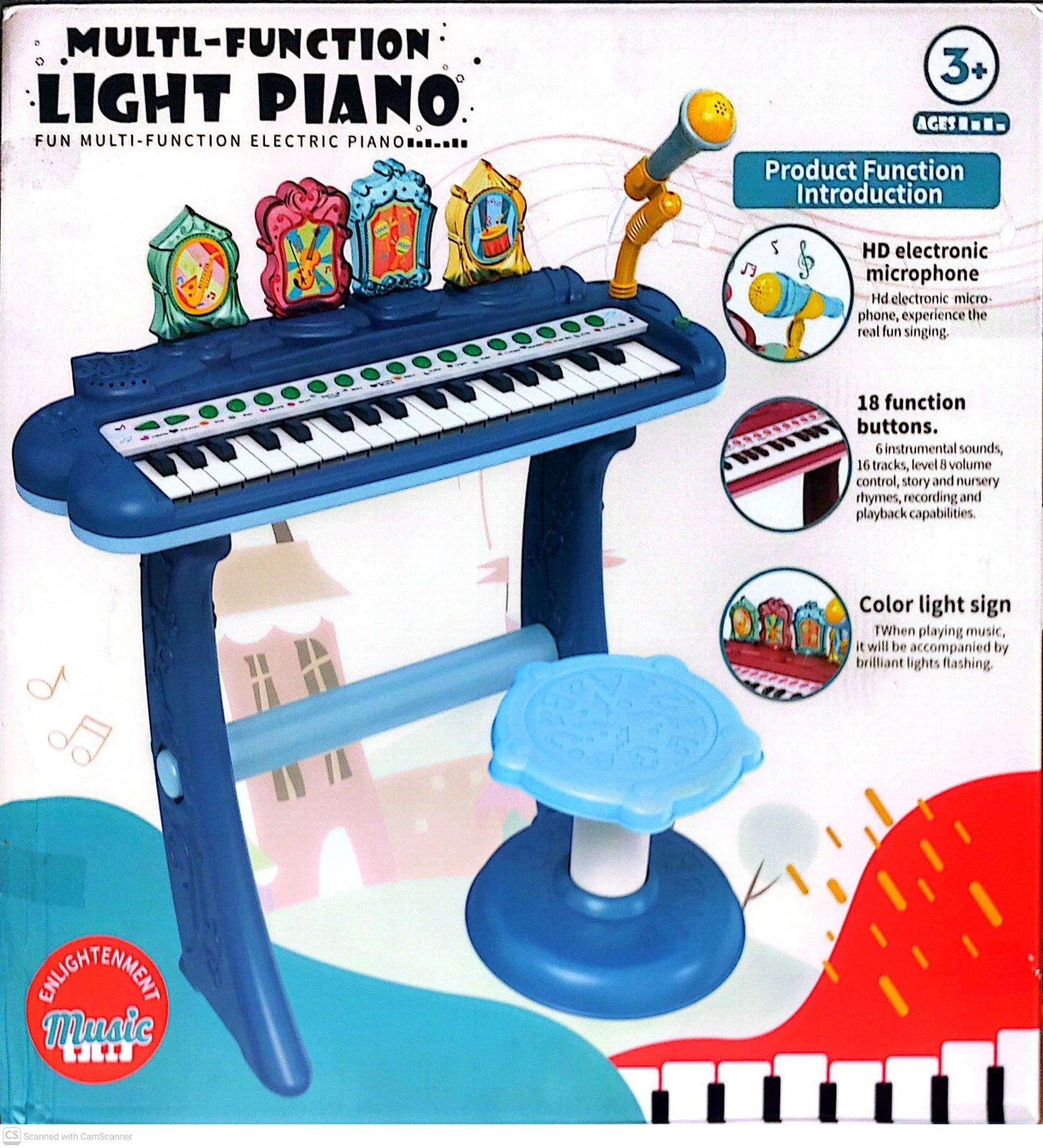 Electronic Keyboard Toy with a Microphone and Stool