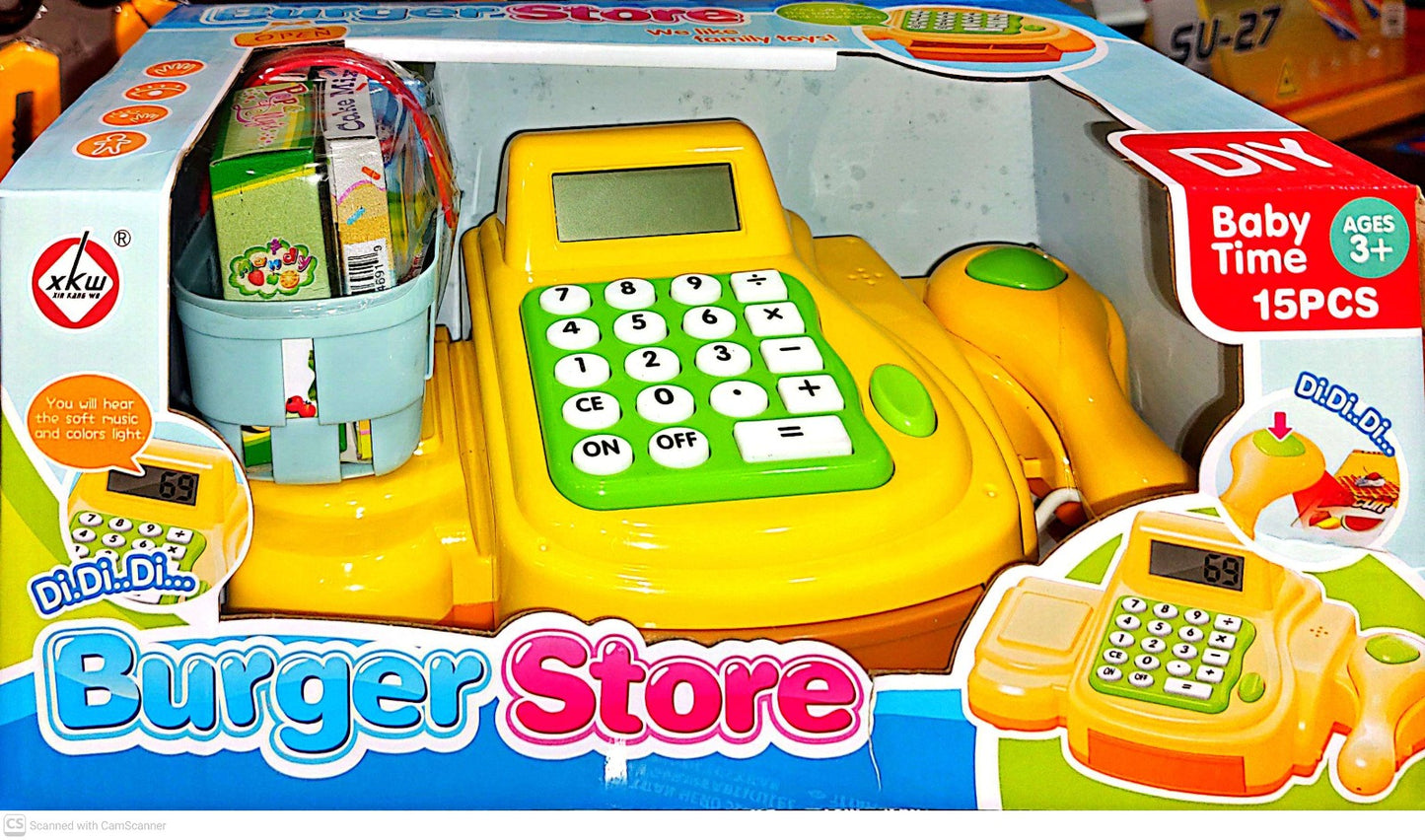 Set Cash Register with Basket Burger Store