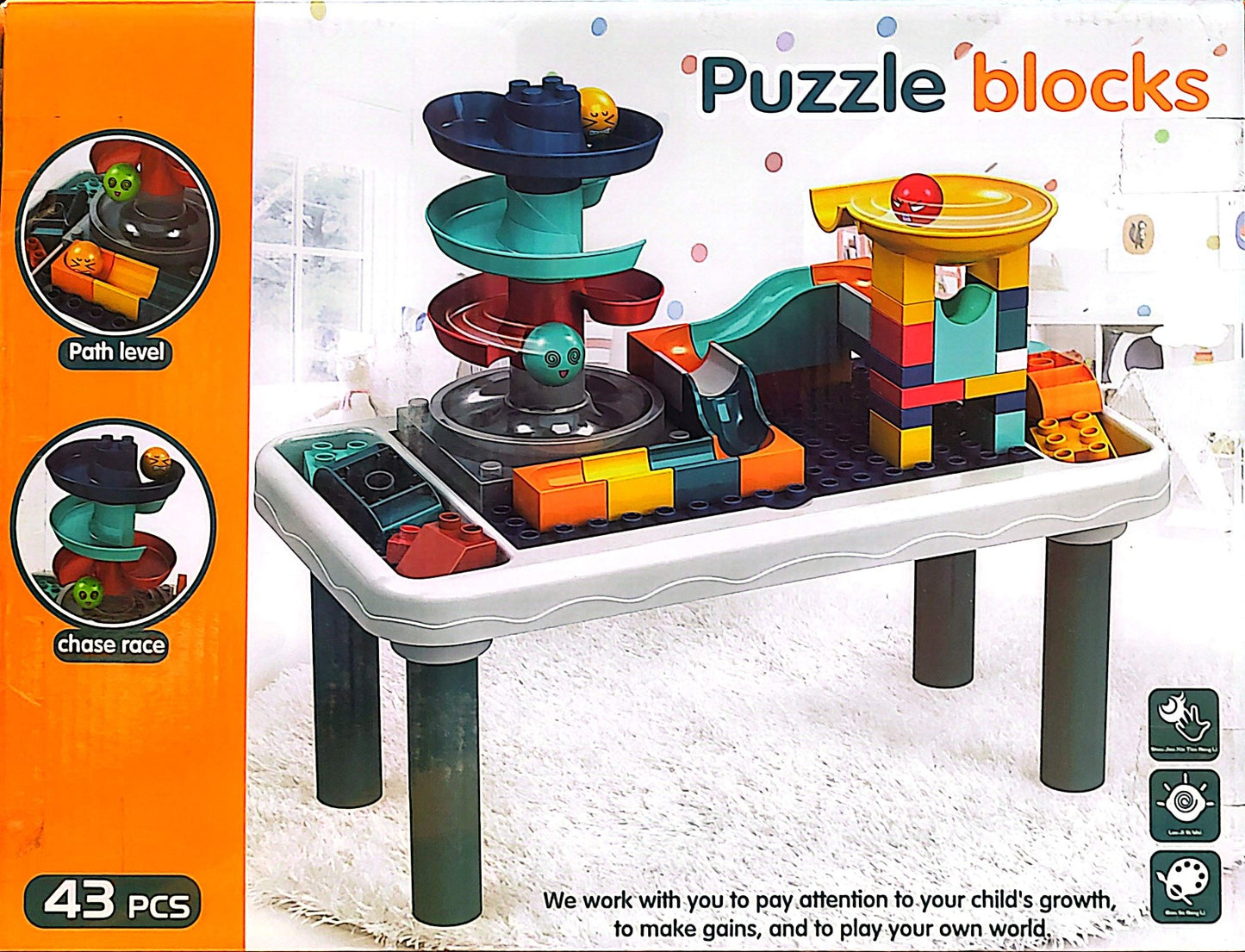 Puzzle Blocks Marble Run Table 43 PCS