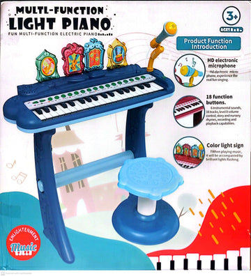 Multifunctional Light Piano Toy Set with a Microphone and Stool