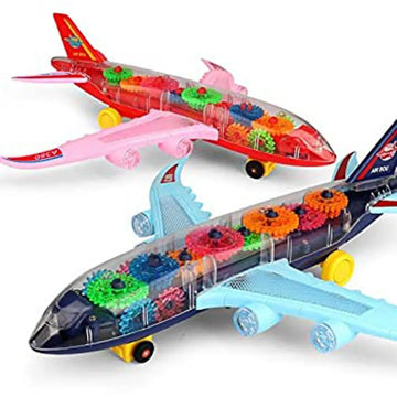 Transparent Gear Plane – Light Mode & Music Electric Airplane Toy