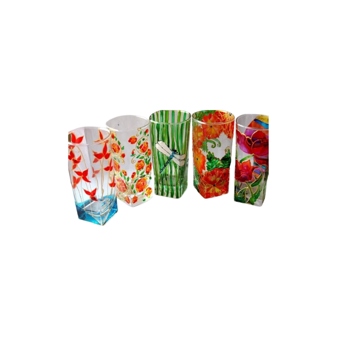 Colorful painted glass using Art Rangers glass paint set