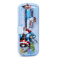 Avengers metal pencil box open showing alphabet and math print