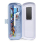 Avengers pencil box open showing educational rocket and alphabet design