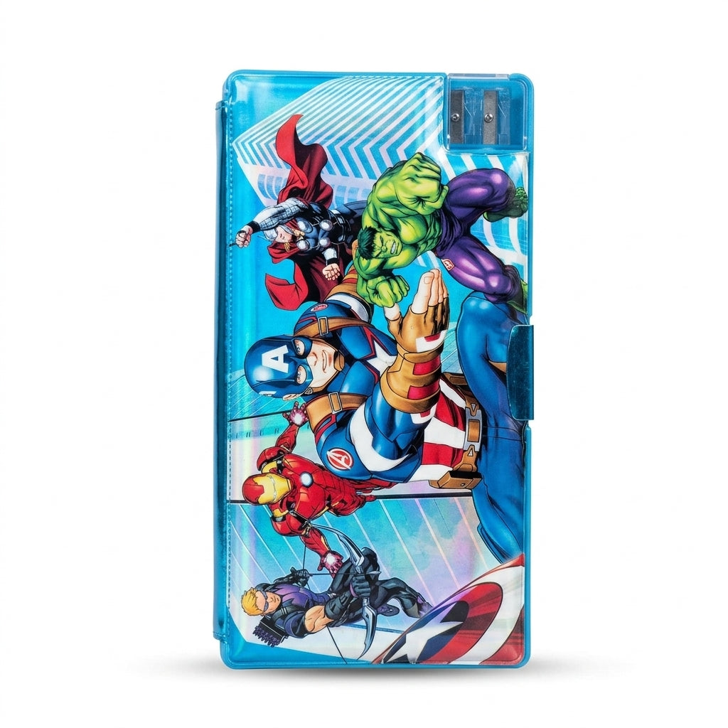 Avengers team pencil case with built-in sharpener - front view