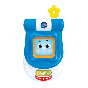 Baby flip up sounds phone toy with animated face - product view