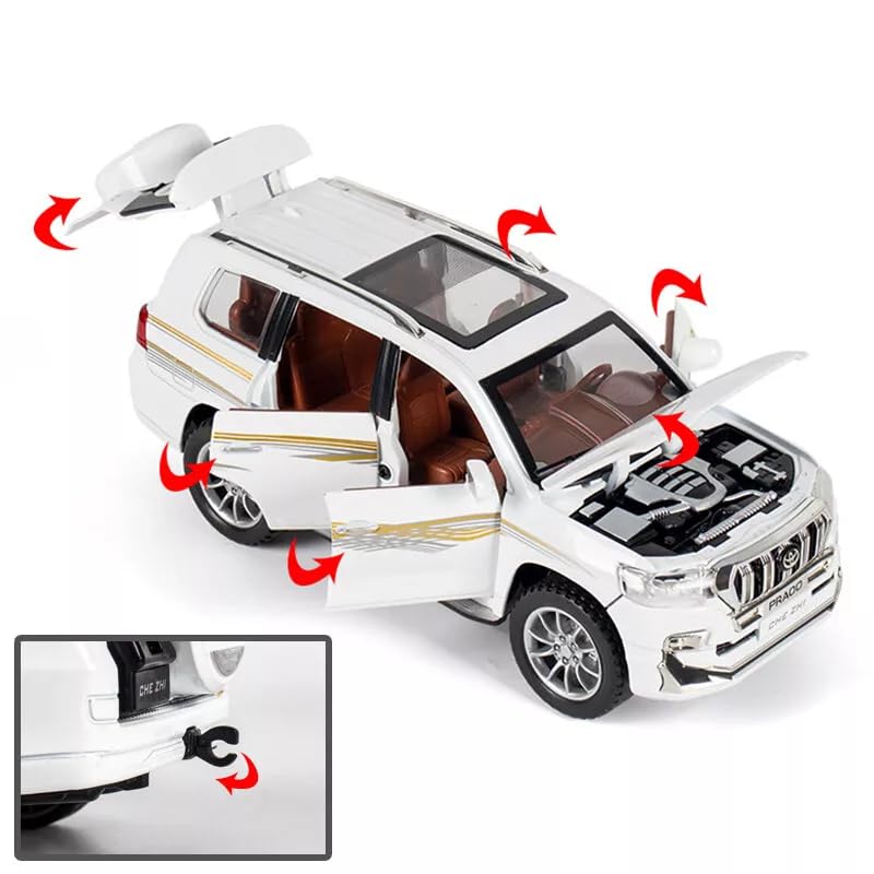 Diecast SUV toy car with openable doors and hood - interior view