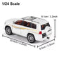1:24 scale diecast SUV toy car with dimensions shown