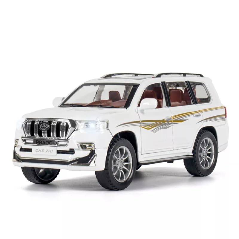 White 1:24 diecast SUV toy car - front view