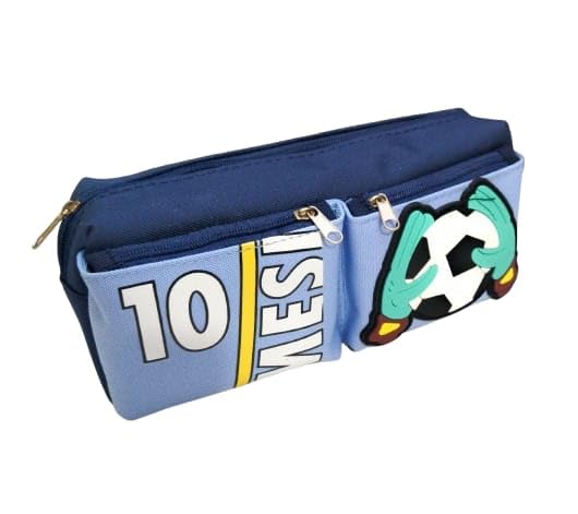 Football theme pencil case with jersey number 10 design - front view