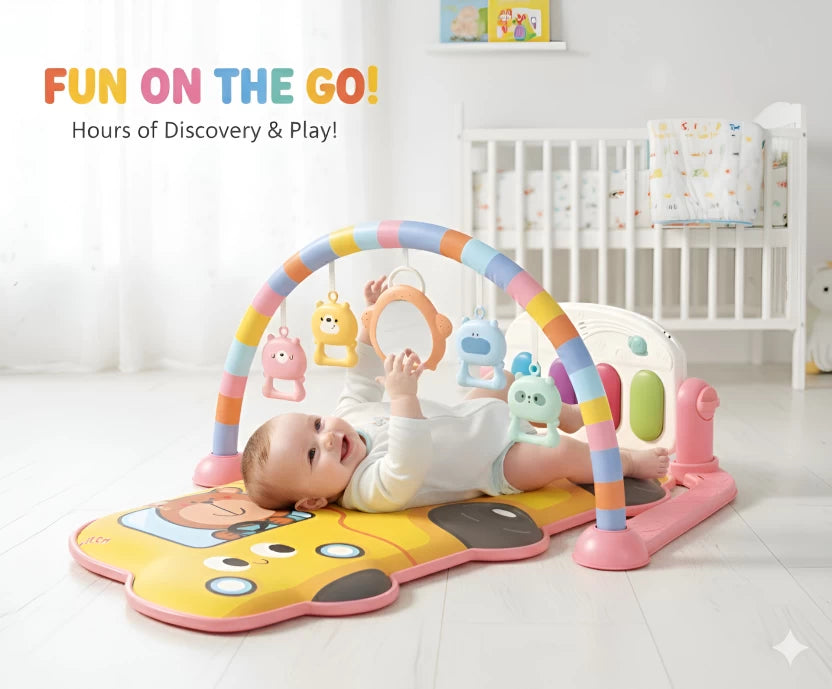 Tongxin Interactive Baby Gym Play Mat with Kick & Play Piano Baby Play Mat  (Yellow, 75 x 52 x 39 cm)