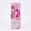 Pink bunny character pencil box with sharpener - front view