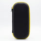 Race car hard shell pencil case side view in black with yellow trim