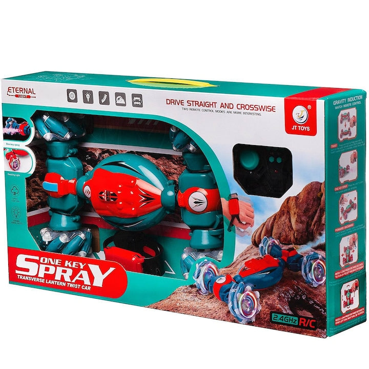 2.4G Gesture Control Stunt Car – Off-Road All-Terrain Climbing RC Vehicle with Lateral Drift, Twist Mode, Lights & Spray