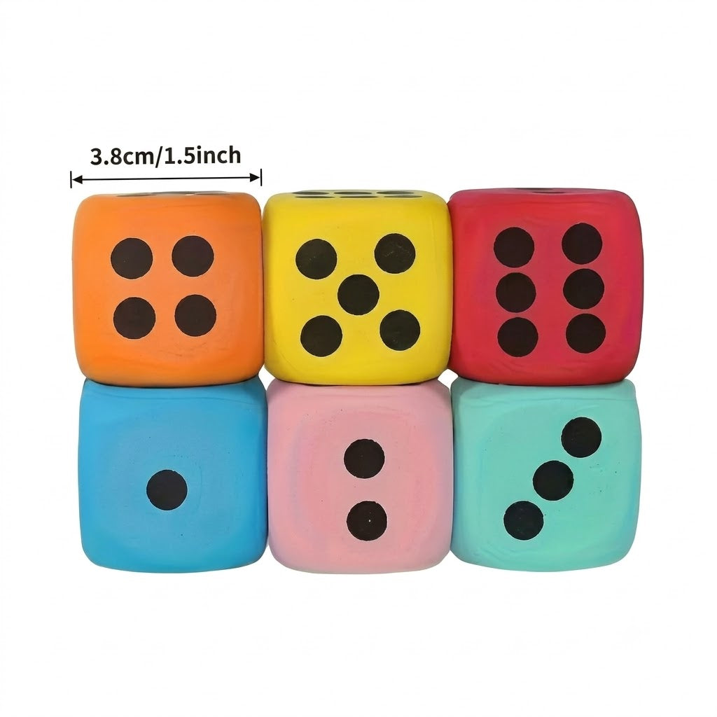 6pcs Set of Large Soft Dice in Random Colors - 916-310