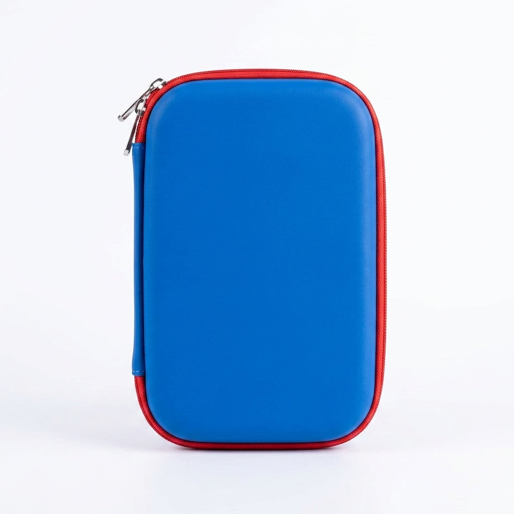 Spider-Man hard shell pencil case side view in blue with red zipper