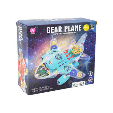 Battery Operated Bump and Go Gear Transparent Chassis Plane with Lights and Sound Toys for Kids