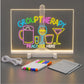 Colorful Acrylic LED Light Writing Tablet - 30 × 20 cm Reusable Message Board - USB Powered | LED Drawing & Memo Board