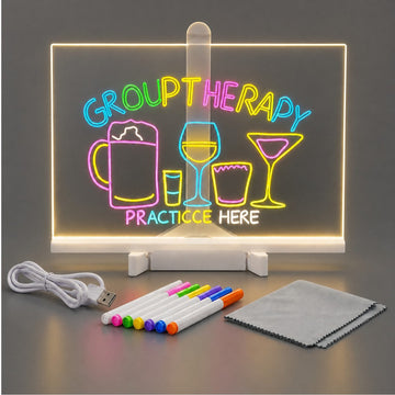 Colorful Acrylic LED Light Writing Tablet - 30 × 20 cm Reusable Message Board - USB Powered | LED Drawing & Memo Board