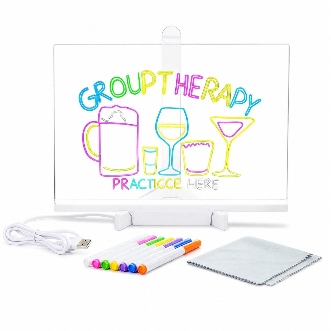Colorful Acrylic LED Light Writing Tablet - 30 × 20 cm Reusable Message Board - USB Powered | LED Drawing & Memo Board