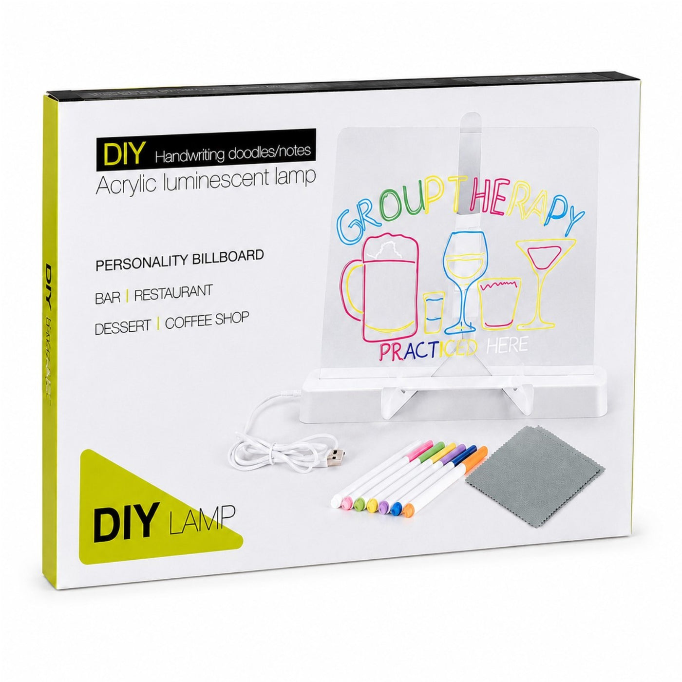 Colorful Acrylic LED Light Writing Tablet - 30 × 20 cm Reusable Message Board - USB Powered | LED Drawing & Memo Board