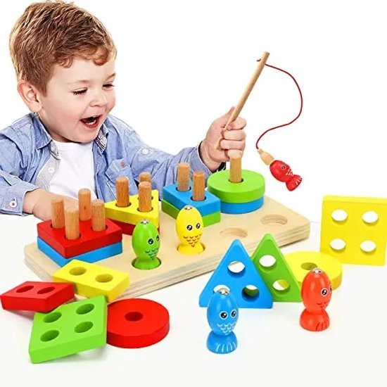 Wooden Montessori Magnet Fishing & Puzzle