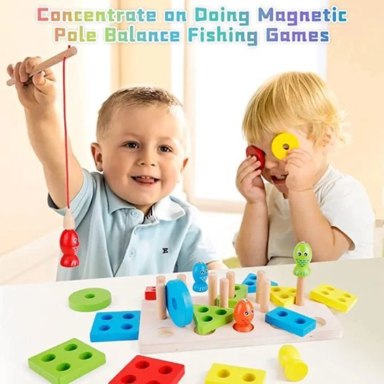 Wooden Montessori Magnet Fishing & Puzzle